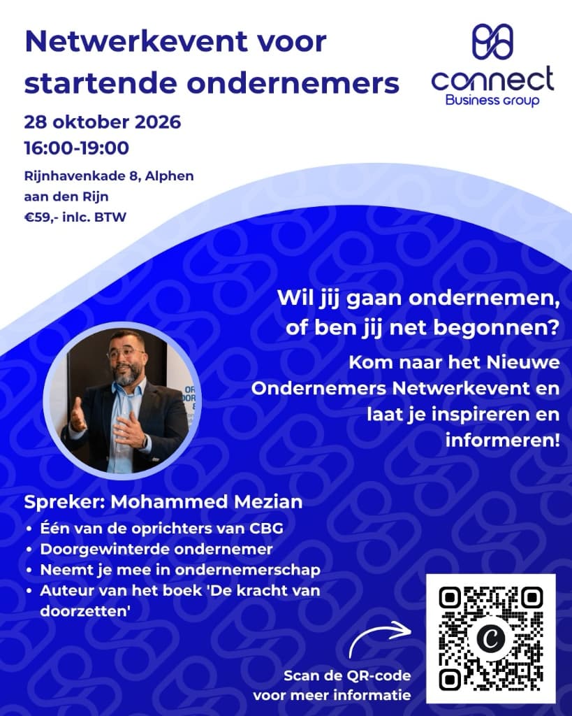 Officiële flyer voor Netwerkevent voor startende ondernemers